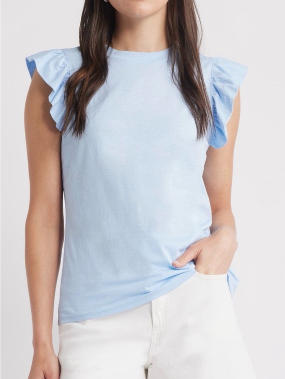 NEW…Caslon Ruffle Sleeve Pima Cotton Top